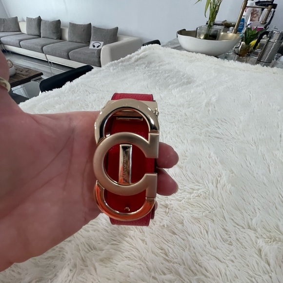Salvatore Ferragamo Red Belt with Gold Accent main image 6
